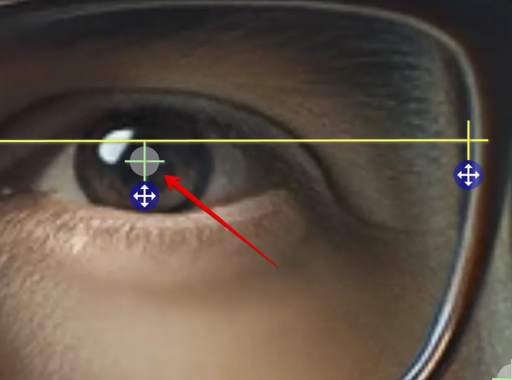 Marking the pupil on the image to calculate the PD