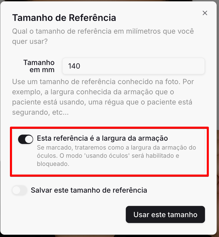Referência como largura de armação